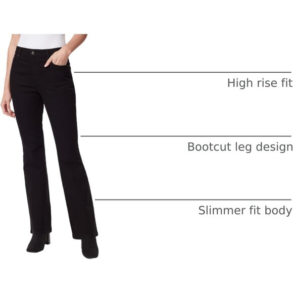 Women's High Rise Boot Cut Jeans Stretch Denim Zipper Pockets Comfortable - Picture 4 of 4